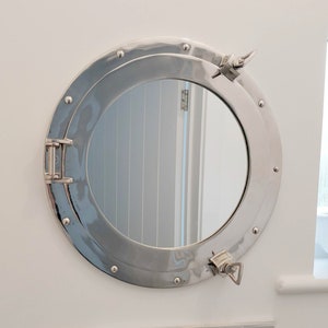 Nautical Polished Aluminium Porthole Style Wall Mirror