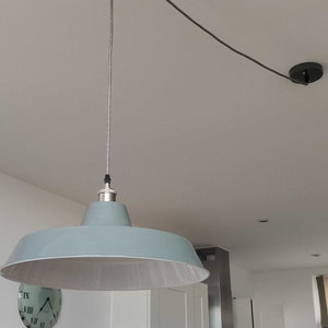 Factory Style Enamel Medium Industrial Grey Ceiling Light With Adjustable Cord