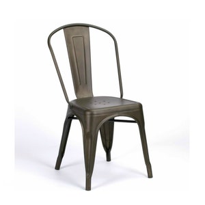 Industrial Style Burnished Zinc Iron Finish Style Dining Chair