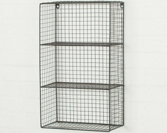 Industrial Metal Wire 2 - 3 Tier Black Shelf Rack Vintage Basket Wall Mounted