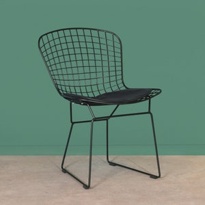 Contemporary Industrial Style Black Mesh Wire Dining Chair With Seat Cushion