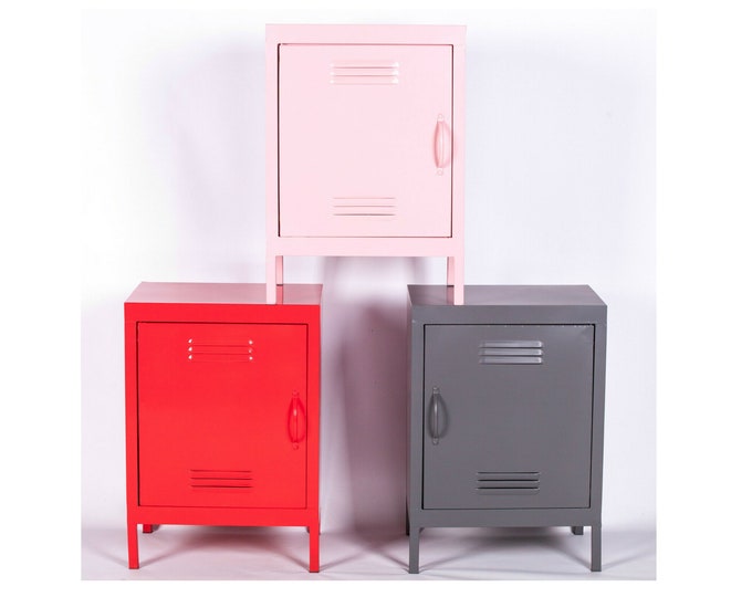 Industrial Metal Locker Storage Bedside Side Table Etsy UK