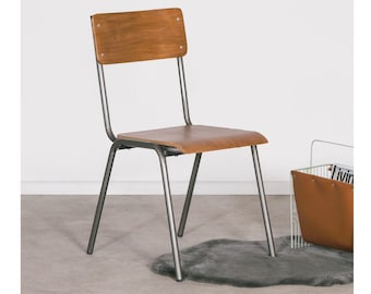 Chaise de salle à manger industrielle en métal de style scolaire rétro vintage