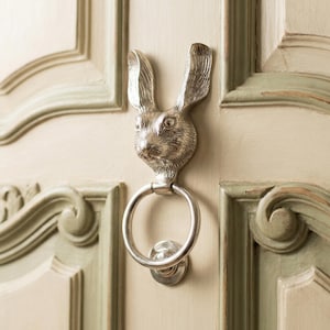 Classical Solid Brass Chrome Finish Rabbit Hare Door Knocker Country Style