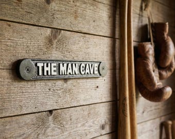 Man Cave Door Wall Sign Plaque Shed Garage Vintage Cast Metal Dad Birthday Gift