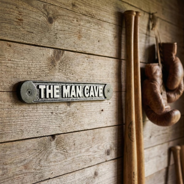 Man Cave Door Wall Sign Plaque Shed Garage Vintage Cast Metal Dad Birthday Gift