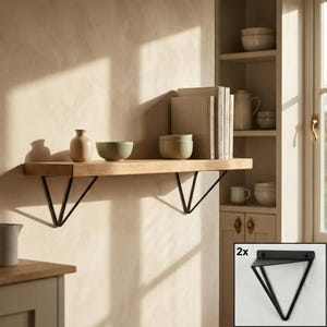 Par de 2 soportes de pared para estantes de metal con horquillas negras para andamios