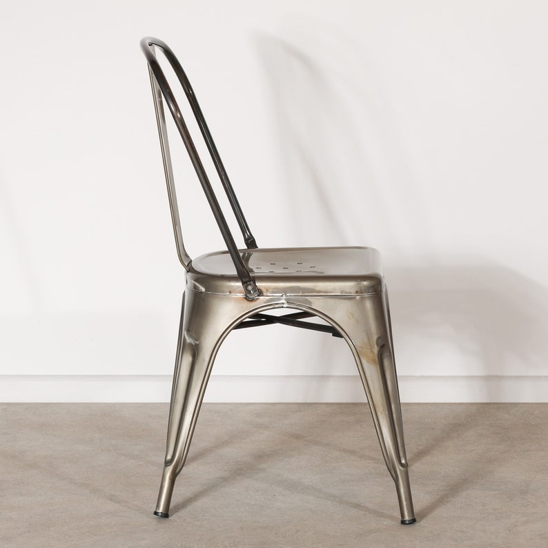 Industrial Style Steel Stackable Metal Dining Chair image 3