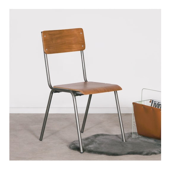 Vintage Retro School Style Metal Industrial Dining Chair Etsy UK
