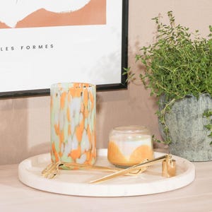 Round Natural White Marble Tray Plate Home Decor