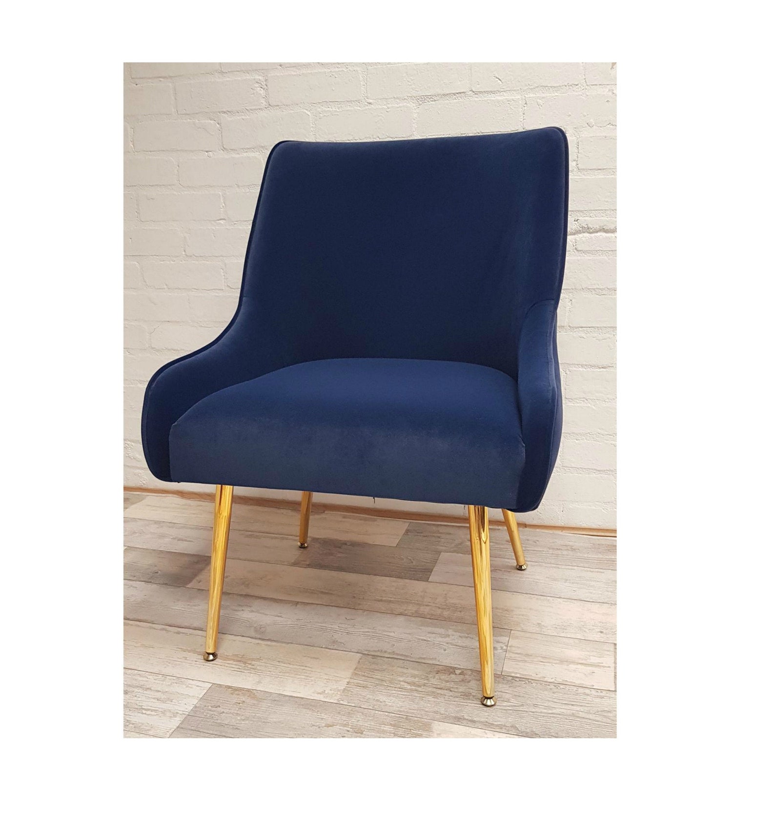 Navy Blue Velvet Dining Chair With Metal Gold Finish Legs Etsy