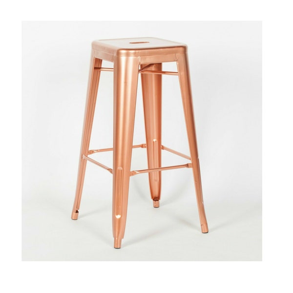 Industrial Style Metal Rose Gold Paint Finish Bar Stool Breakfast