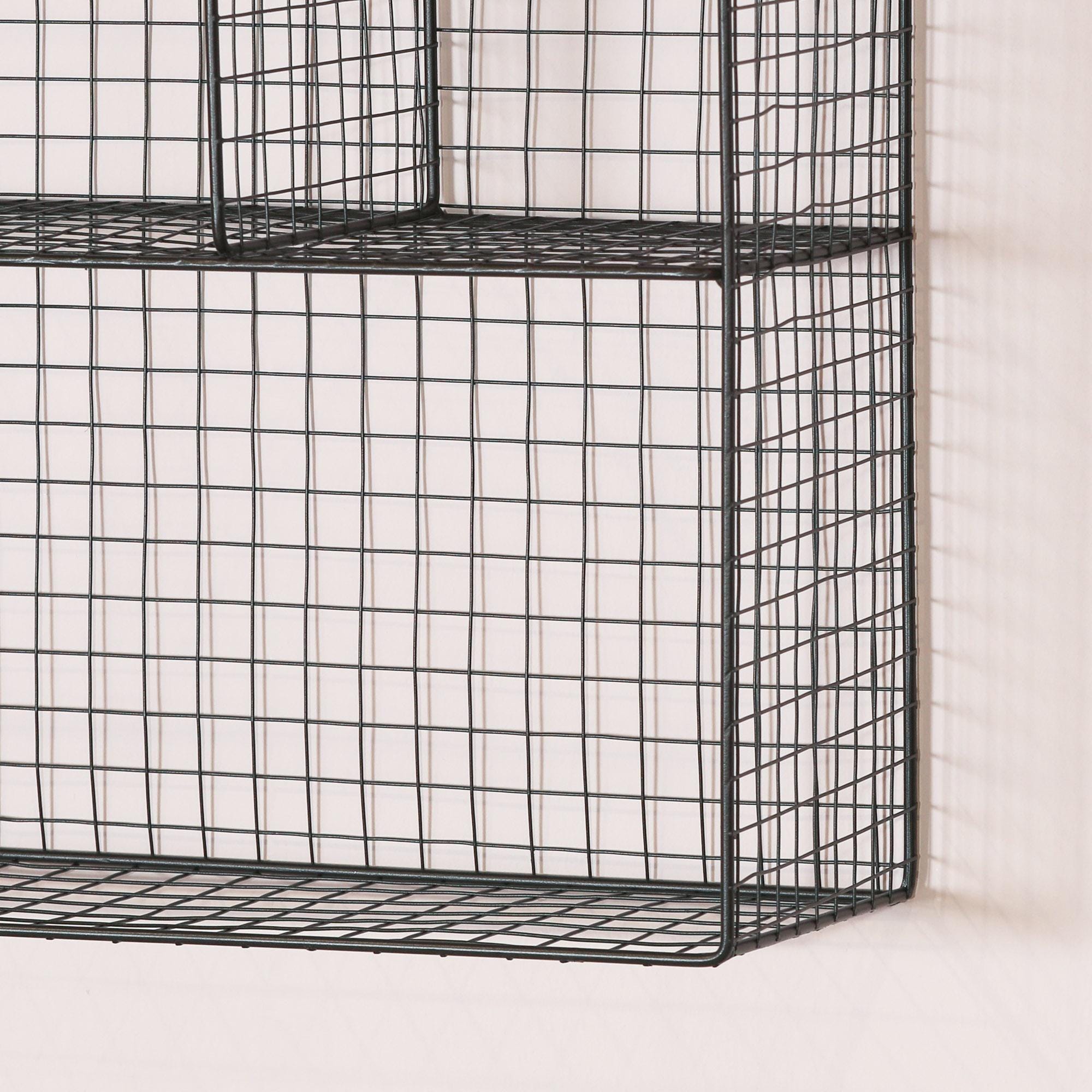 Large Industrial Metal Wire Large Multi Compartment Black Wall Mounted ...