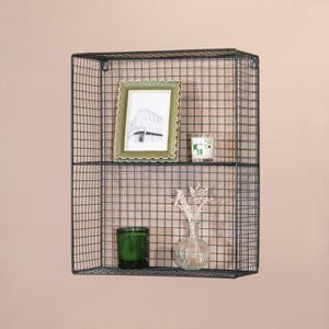 Industrial Metal Wire 2 - 3 Tier Black Shelf Rack Vintage Basket Wall Mounted