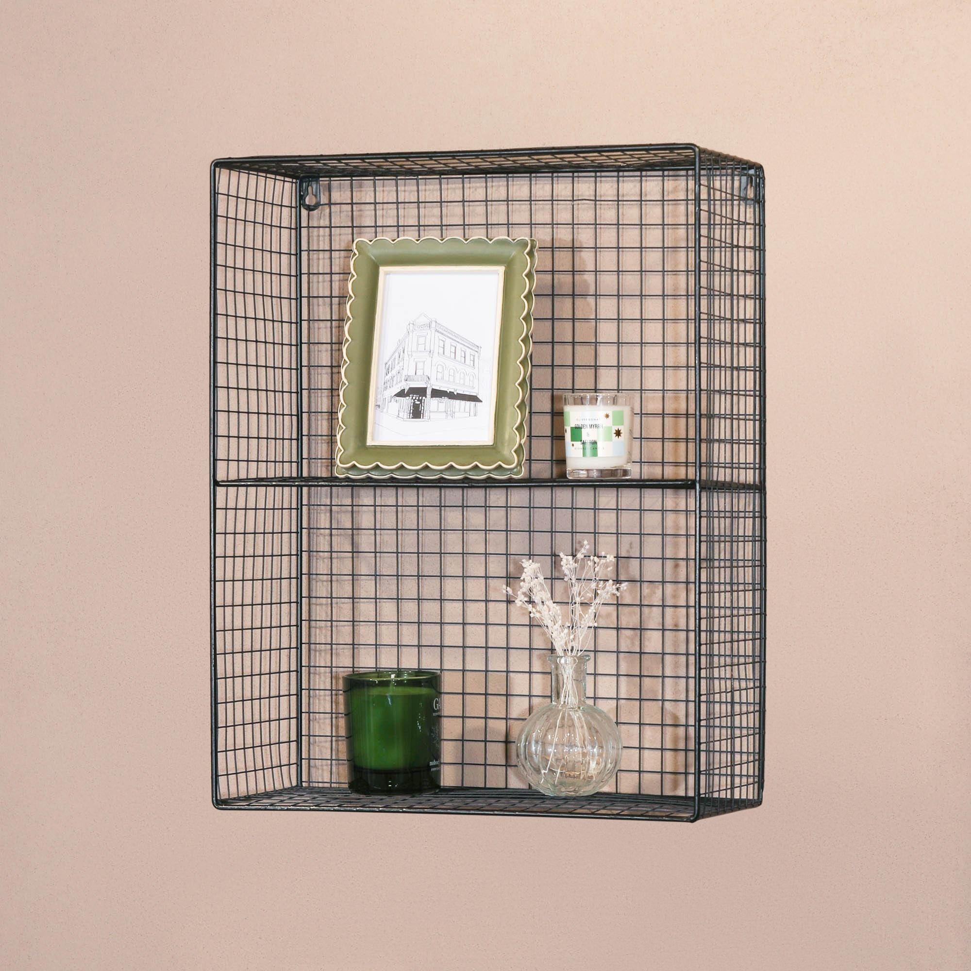 Industrial Metal Wire 2 - 3 Tier Black Shelf Rack Vintage Basket Wall Mounted