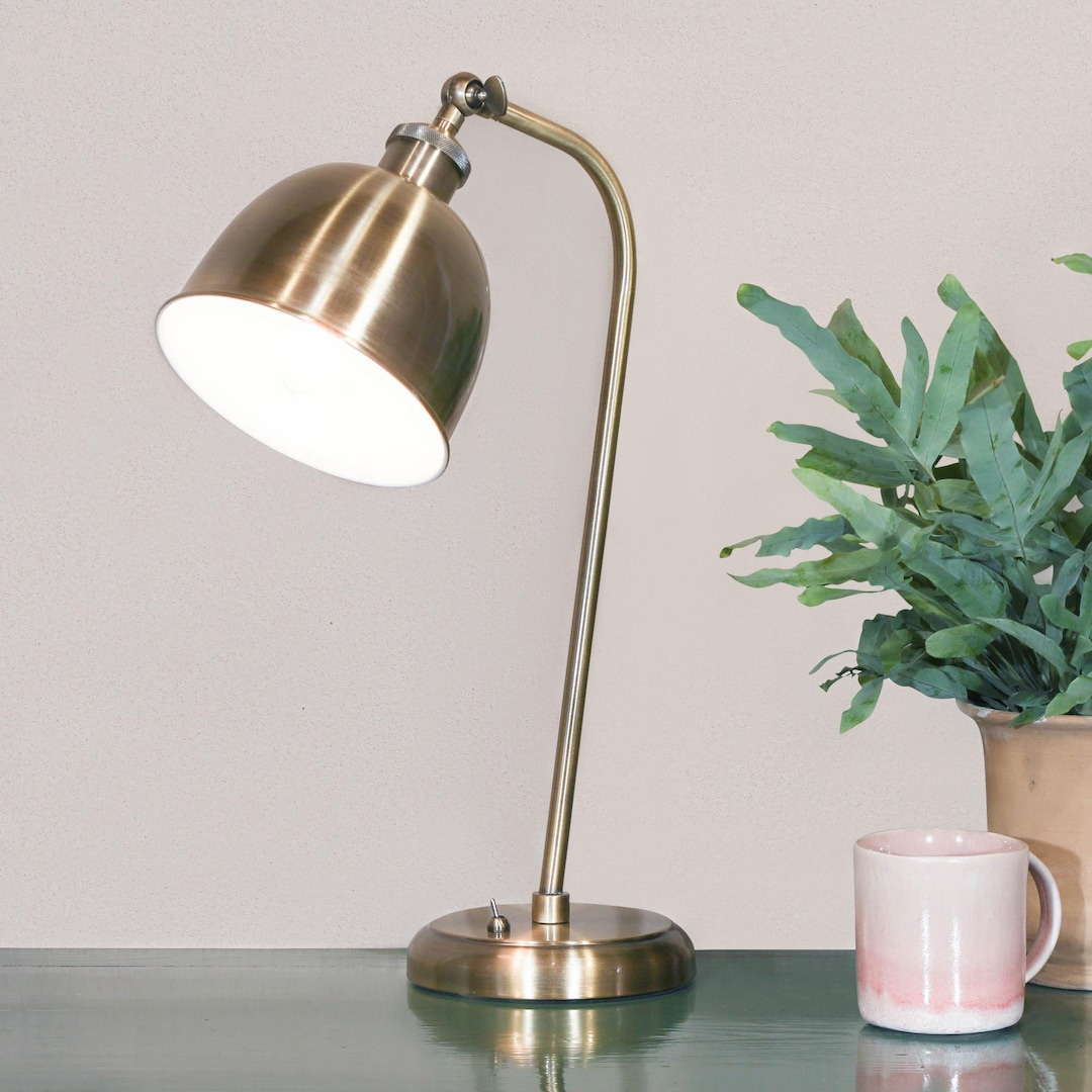 industrial-style-stain-brass-metal-table-lamp-with-shade-etsy-uk