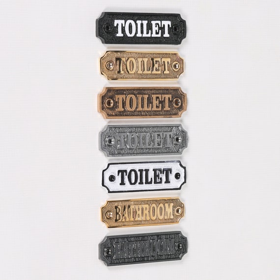 2 Cartelli Per Porta E WC In Ghisa – Moderni, Ruvidi, Facili Da Installare, Per Bagno, Ufficio, Ristorante, 21 X 5,5 Cm, Resistente Alla Ruggine - 2