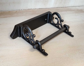 Ornate Vintage Victorian Style Wall Mounted Cast Iron Scroll Toilet Loo Roll Holder