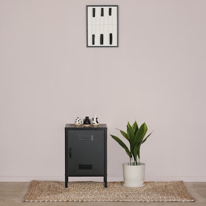 Industrial Metal Locker Storage Bedside Cabinet Side Table Cupboard Nighstand Black