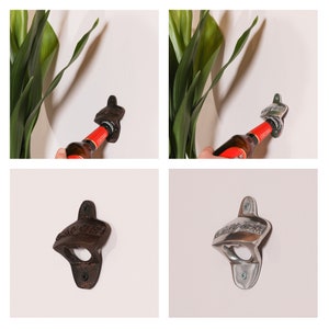 Vintage Retro Open Here Wall Mounted Bottle Opener Available in Rustic and Silver Finish