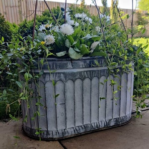 Vintage Rustic Style Galvanised Metal Tin Arched Pattern Outdoor Planter