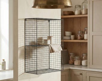 Industrial Metal Wire 2 - 3 Tier Black Shelf Rack Vintage Basket Wall Mounted