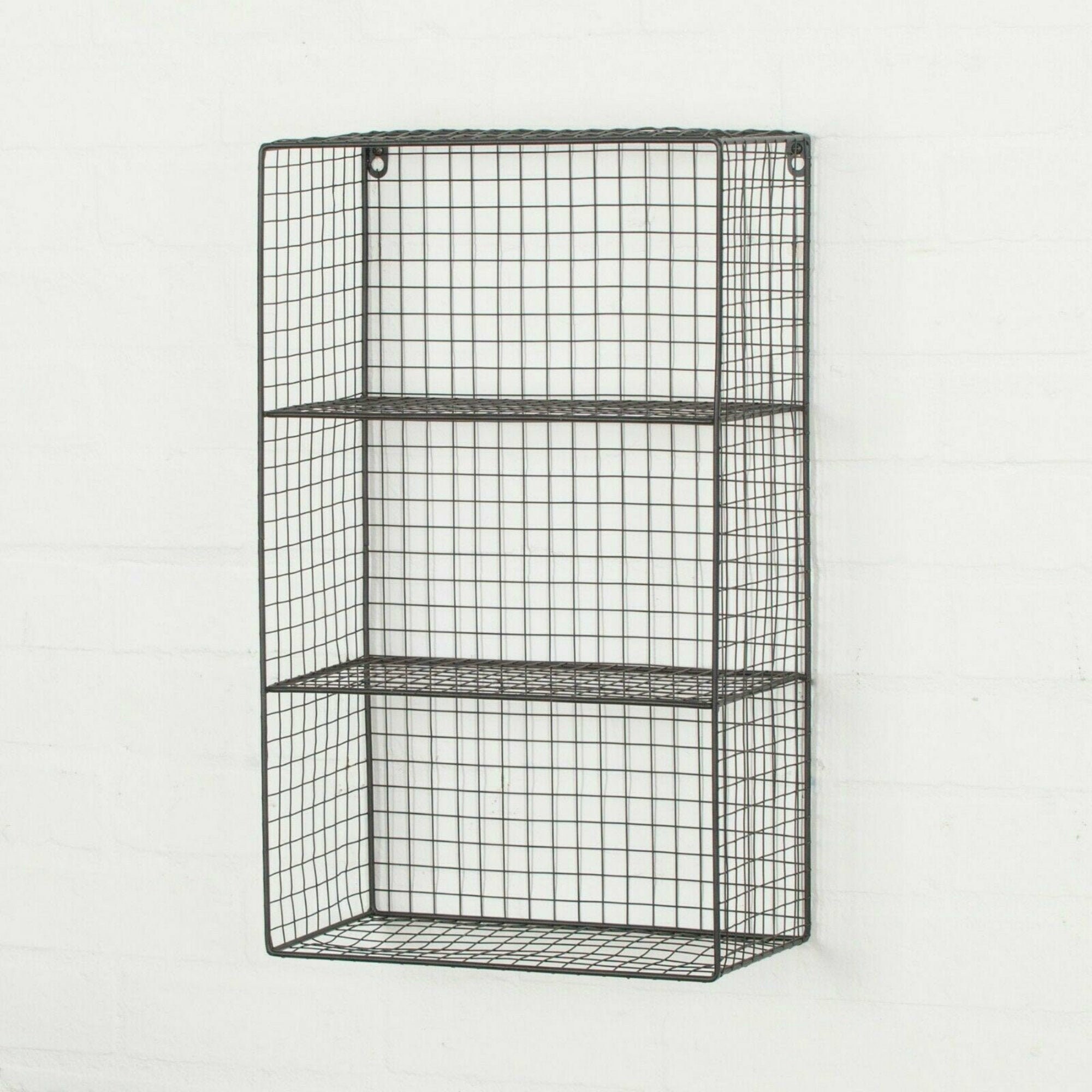 Industrial Steel Wire Mesh Shelving Unit Locker Room Wall Storage Rack  Rustic Metal Box Shelves 