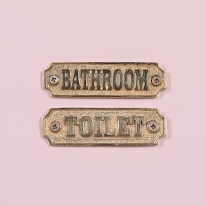 Vintage Victorian Style TOILET BATHROOM Door Sign Cast Iron Brass ...