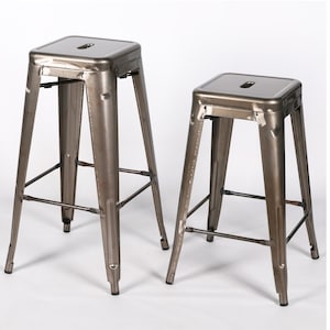 Industrial Style Steel Stackable Metal Bar Stool