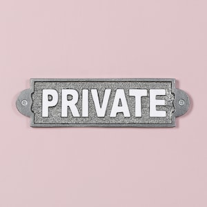 Vintage Style PRIVATE Wall Gate Cast Iron Heavy Metal Sign