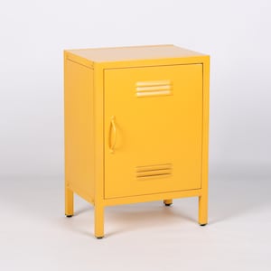 Armoire de chevet de rangement en métal industriel, table d'appoint, armoire de chevet Yellow