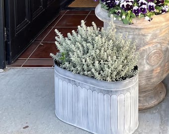 Vintage Rustic Style Galvanised Metal Tin Arched Pattern Outdoor Planter