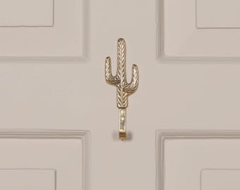 Mexican Desert Cactus Metal Brass Western Inspired Wall Mounted Hook