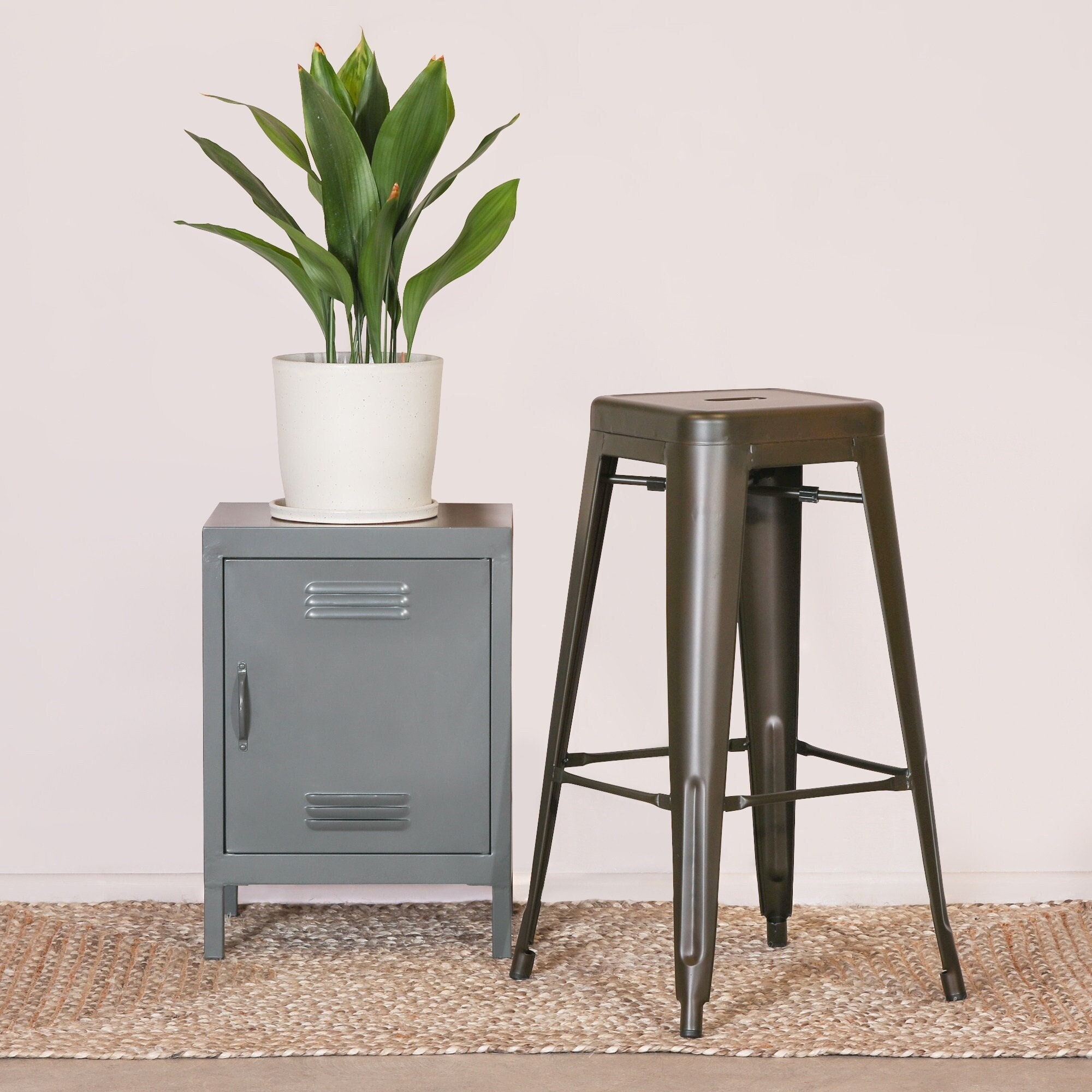 Industrial Style Steel Stackable Metal Bar Stool in Aged Zinc Effect Finish Etsy UK