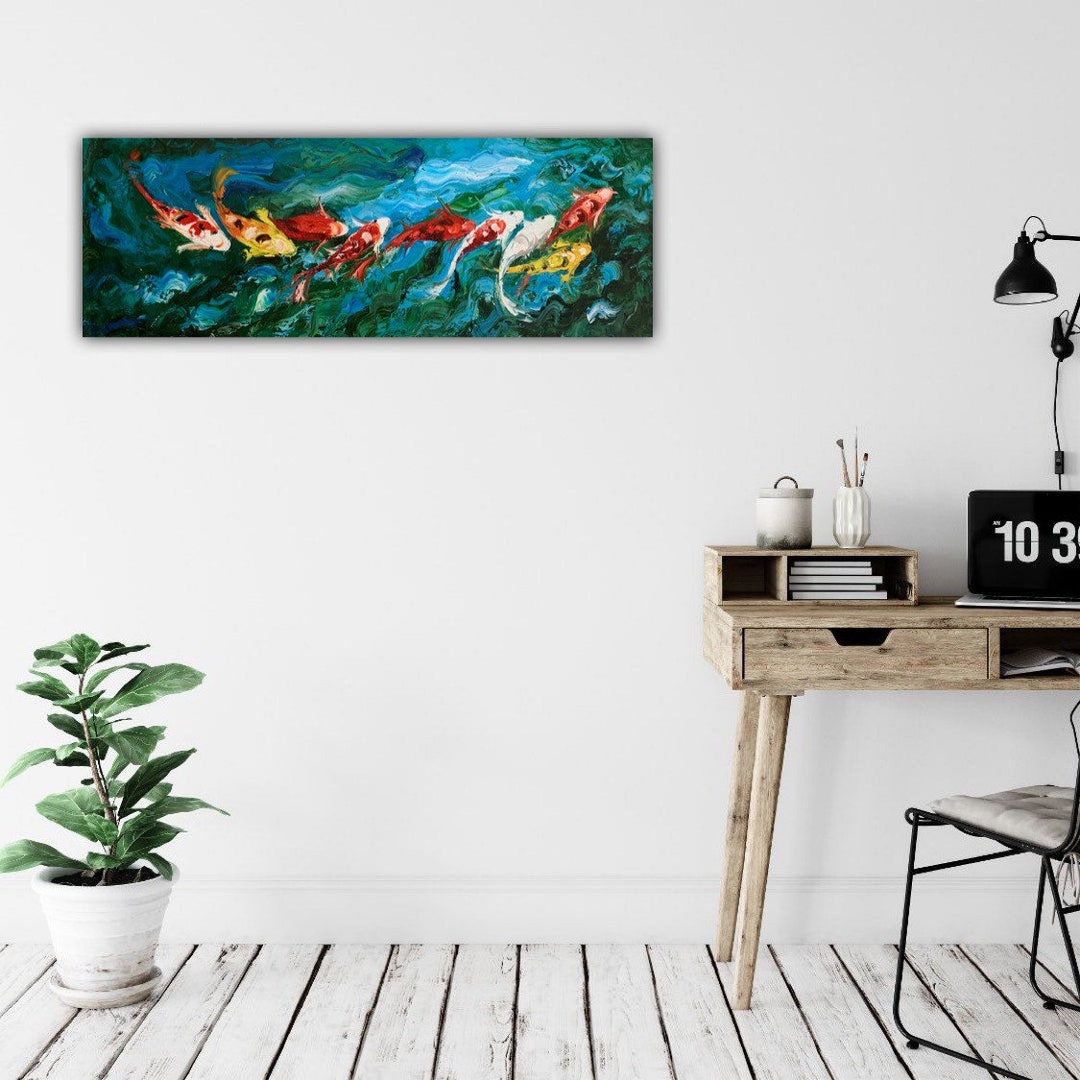 Koi IV Oil Painting New Shop Special Sale Koi Carp in Blue - Etsy