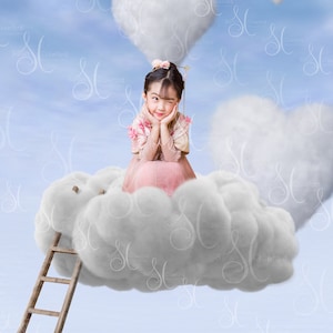 Cloud heart digital background composite with cloud overlay for easy editing