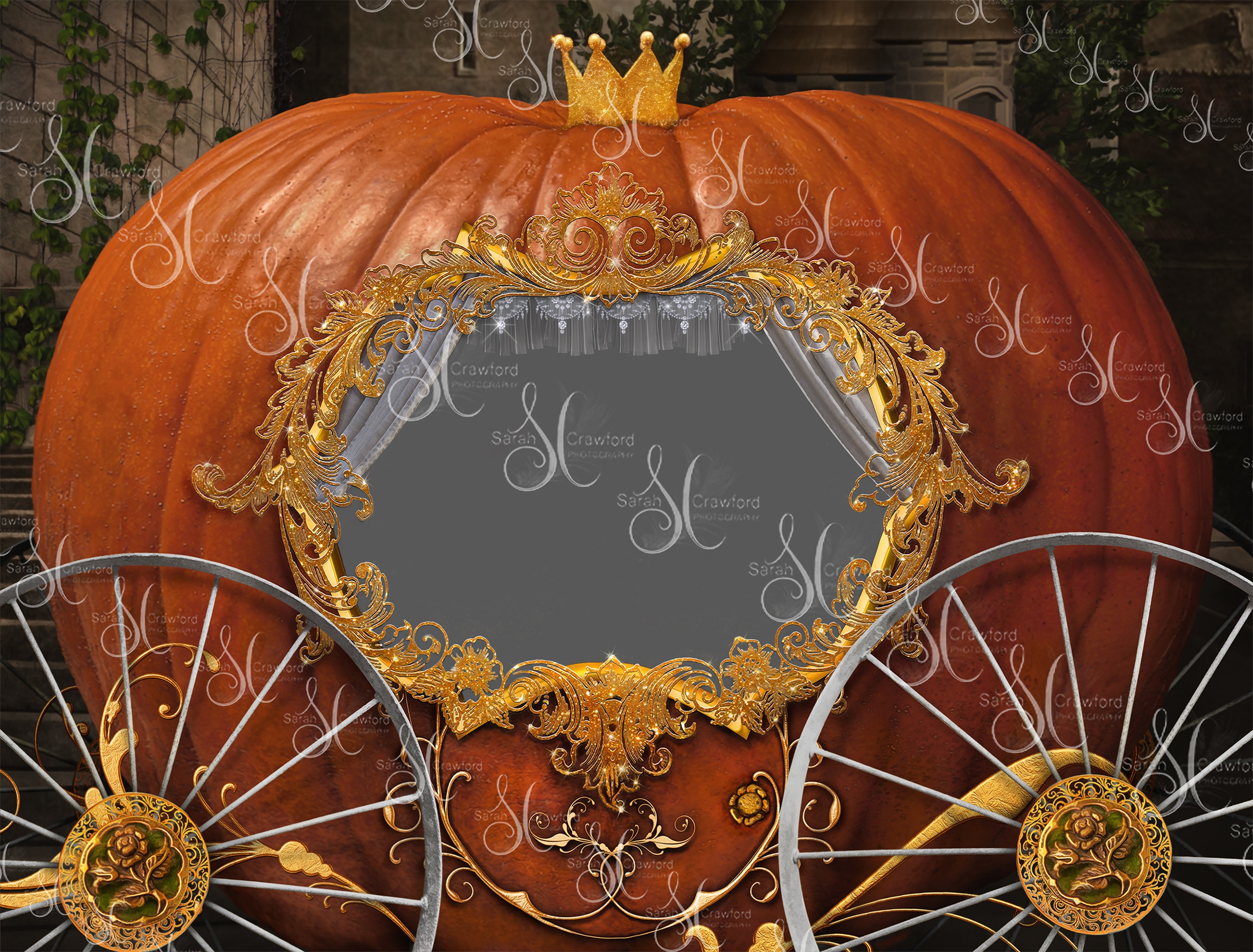 Pumpkin Carriage 35周年記念 Cinderella Pumpkin Coach Digital Composite Background With Window