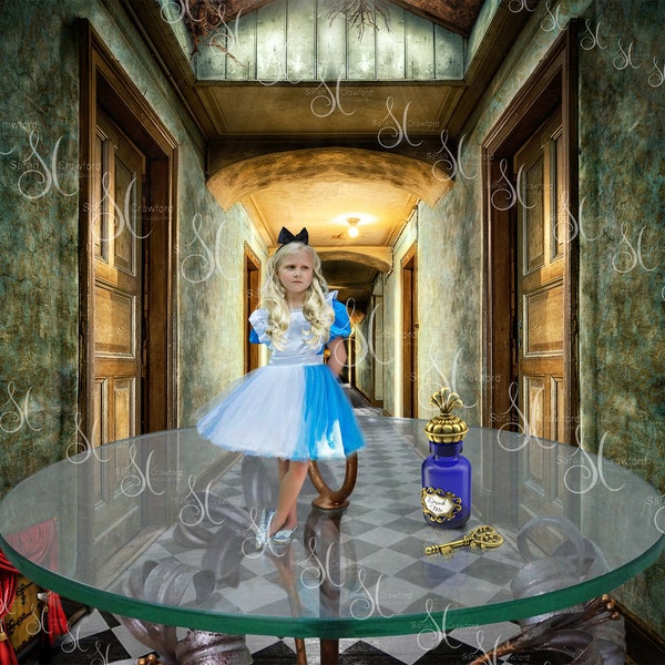 Alice in Wonderland 'Drink Me' digital composite background