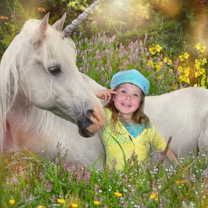 Unicorn background with flowers and easy to use overlays