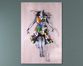 Passion Girl Street Art Canvas Print Urban Graffiti Modern Living Room ...