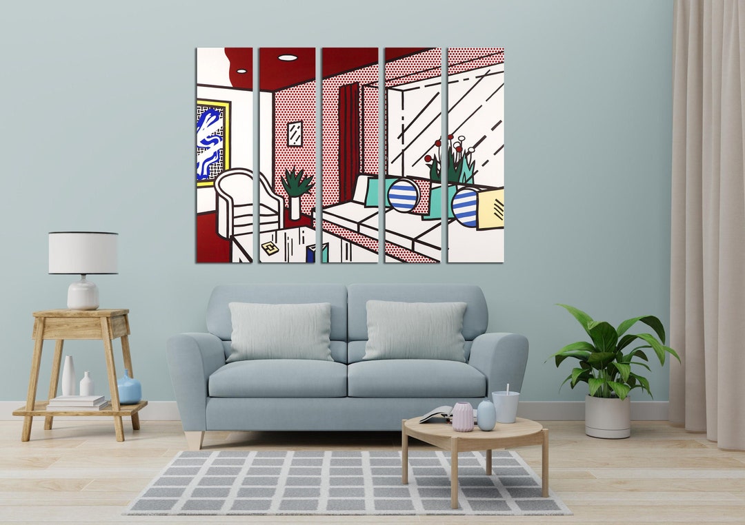 Living Room Interior by Roy Lichtenstein Pop Art Canvas Print - Etsy