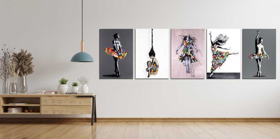 Dancers Set of 5 Street Art Canvas Print Graffiti Print Dancing Girl ...
