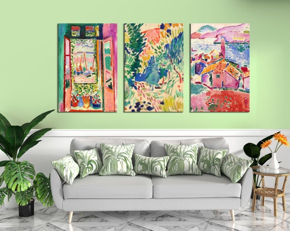 Juego de 3 lienzos decorativos coloridos de Henri Matisse, decoración  moderna para las paredes del salón, arte en lienzo enmarcado -  México