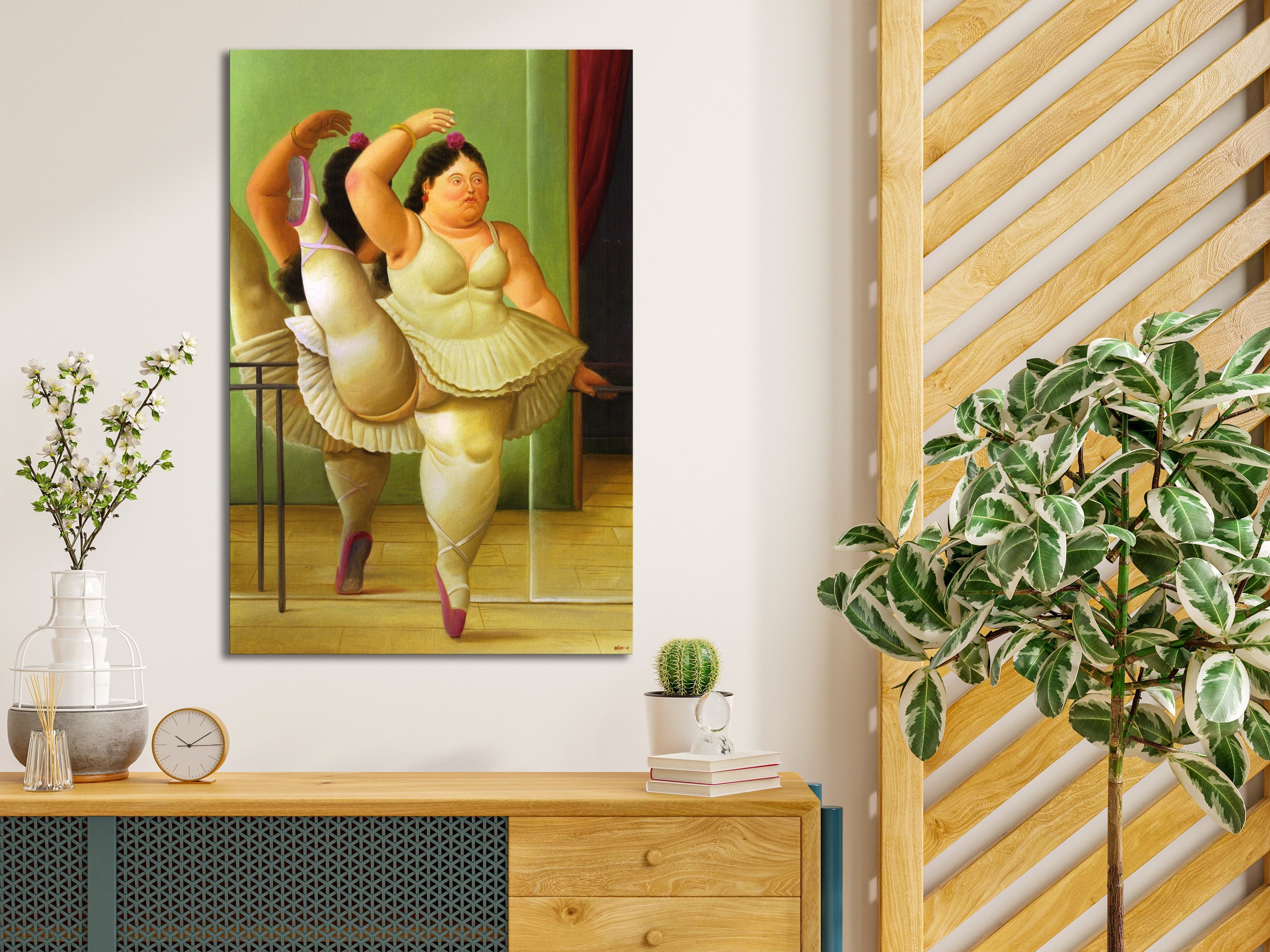 Ballerini al bar di Fernando Botero Stampa su tela Pittura Metà