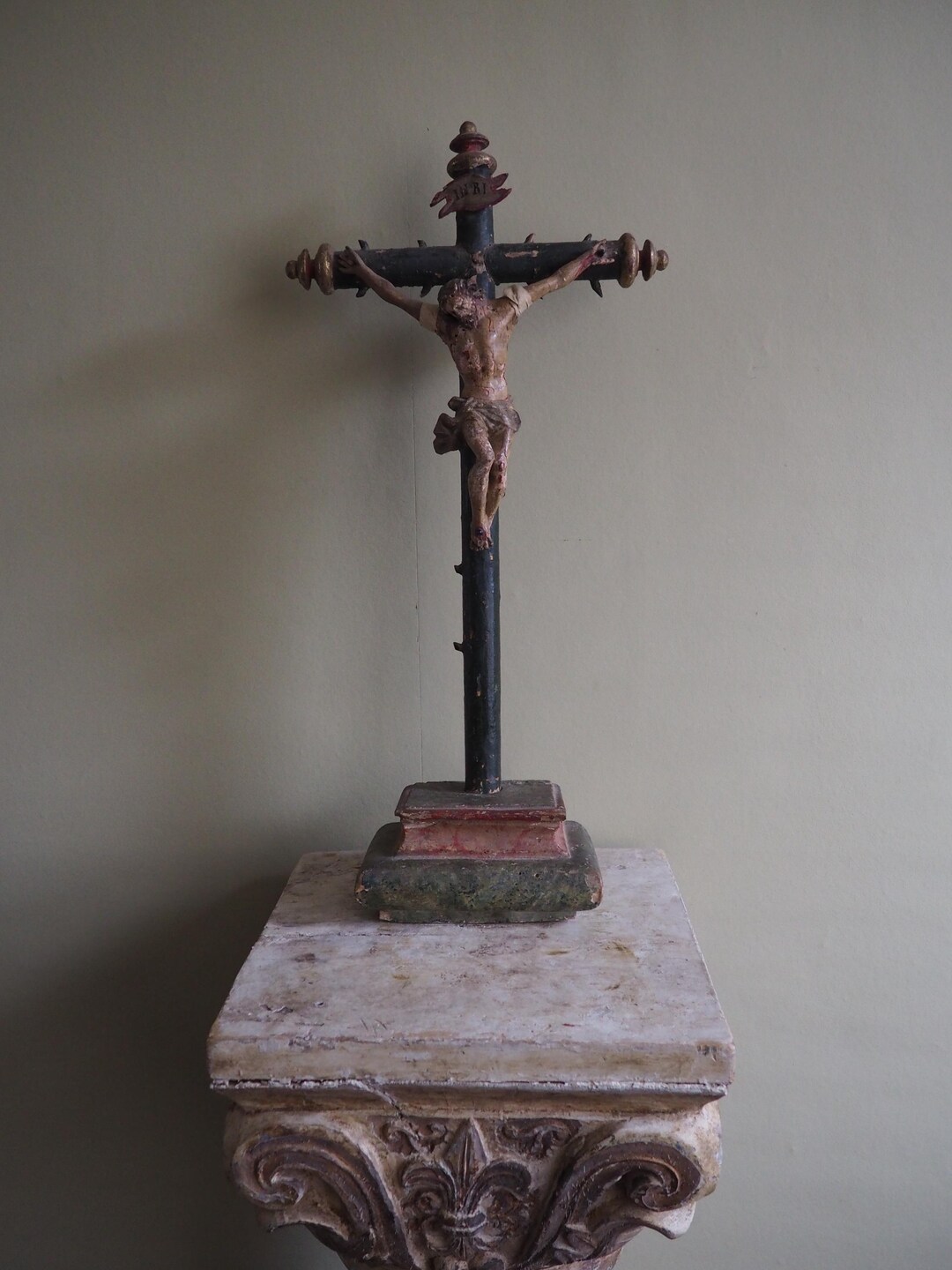 Circa 1600 Spanish Polychrome Wooden Crucifix – Rare Renaissance Corpus ...