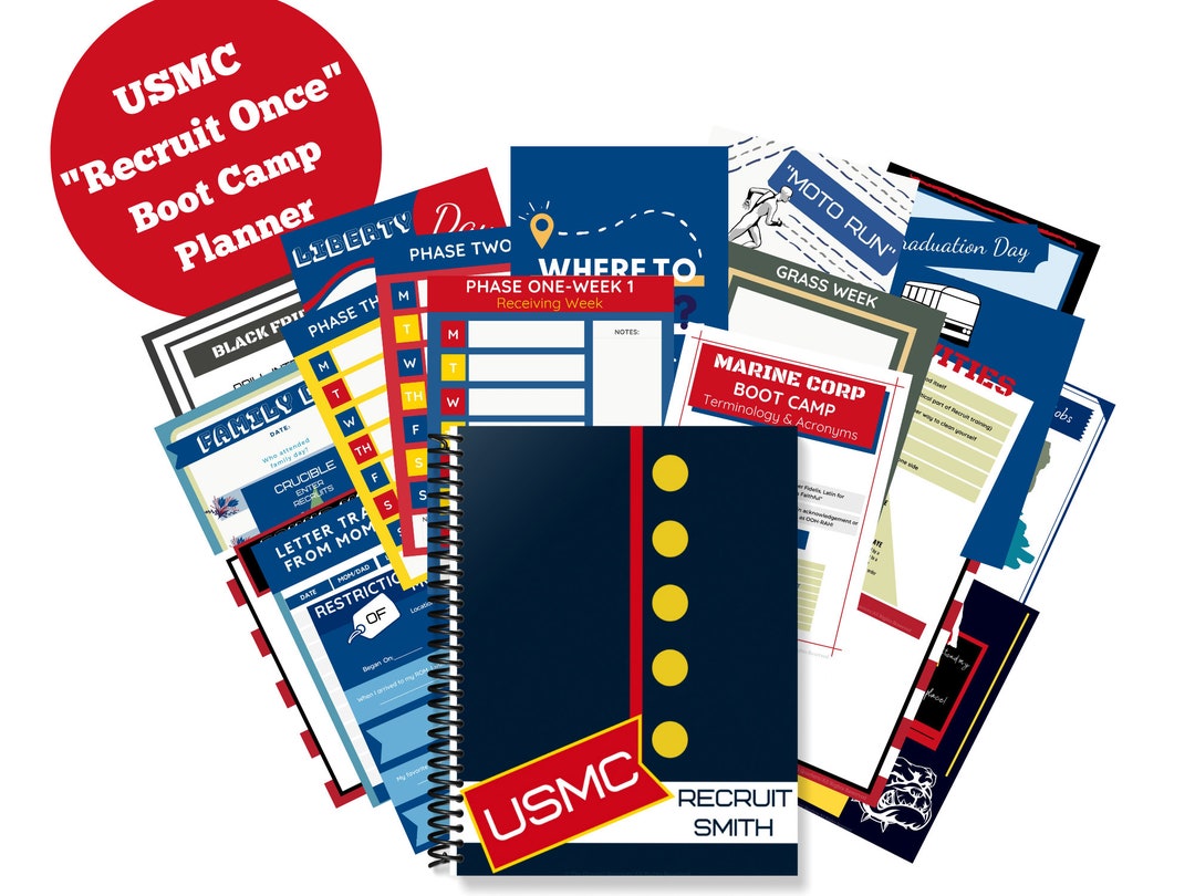 Personalized Printable Boot Camp Recruit USMC Journal, Planner, Guide