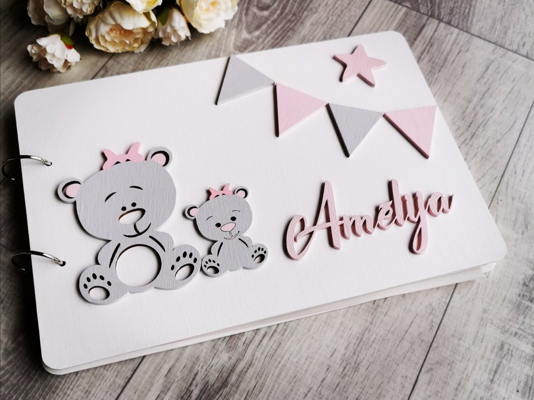 Personalized Photo Album Wood Photo Album Baby First Photo Etsy