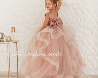 tiered tulle flower girl dress