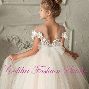 Flower girl dress tutu, Flower girl dress tulle, Flower girl dress lace, Flower girl dress satin, Flower girl dress ivory, Baptism dress