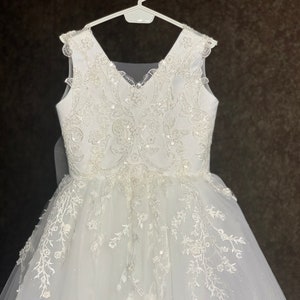 Lace flower girl dress, First communion dress, Tulle baby flower dress, Wedding flower girl dress,